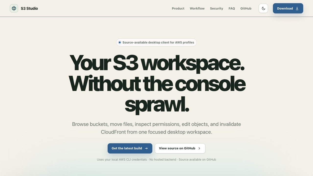 S3 Studio: Desktop S3 & CloudFront Manager Without a Hosted Backend